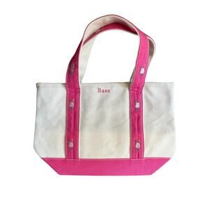 Bass Pink Handle Reusable Canvas Tote Bag Small